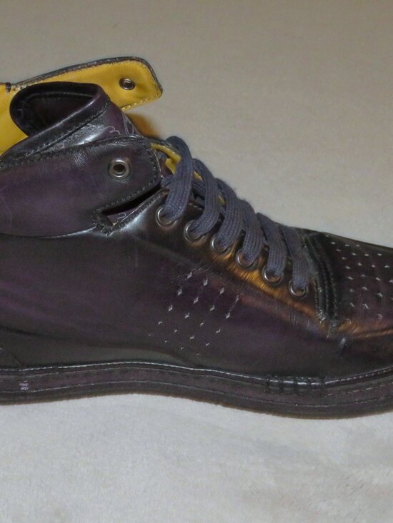 Berluti Playtime Script Leather Purple Burnished High Top Sneakers 9.5 main image 10